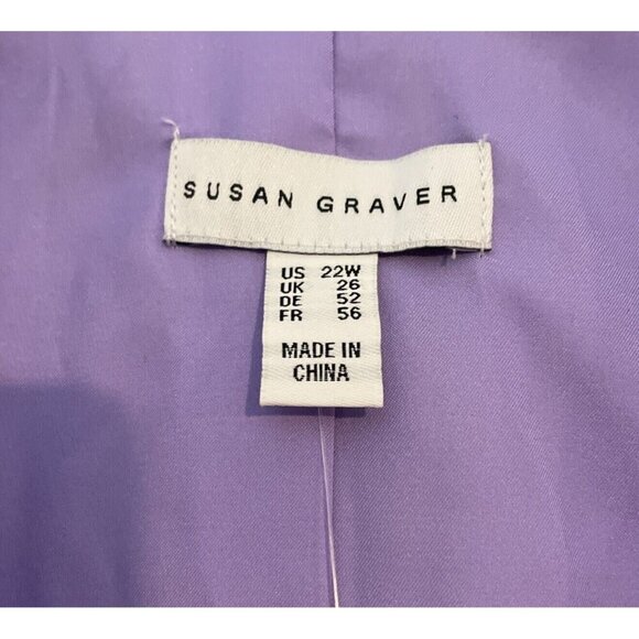 Susan Graver Women's Printed Peachskin Blazer with Ruched Sleeves Lilac Size 22W - Picture 6 of 9